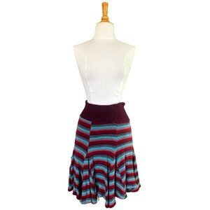Ella Moss Striped Flared Knitted Wool and Cashmere Skirt